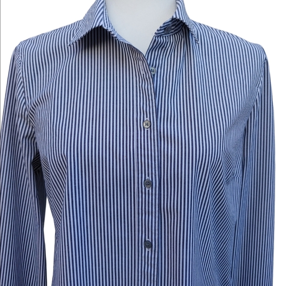 J. Crew Tops - J.Crew Perfect Black and White Striped Button Shirt Women's Medium